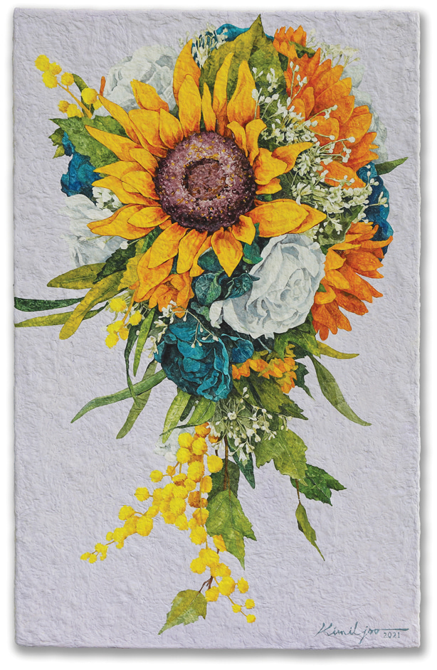 10M-The Present-Bouquet, Arcylic on korean paper, 2021