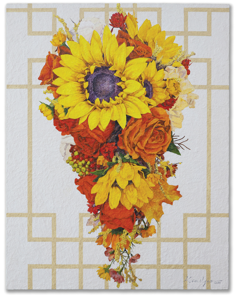 50F-The Present-Bouquet, Arcylic on korean paper, 2021